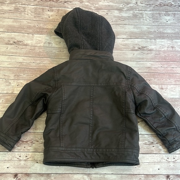 Urban Republic Toddler Boys Grey Faux Leather Hooded Combo Jacket - Picture 6 of 6